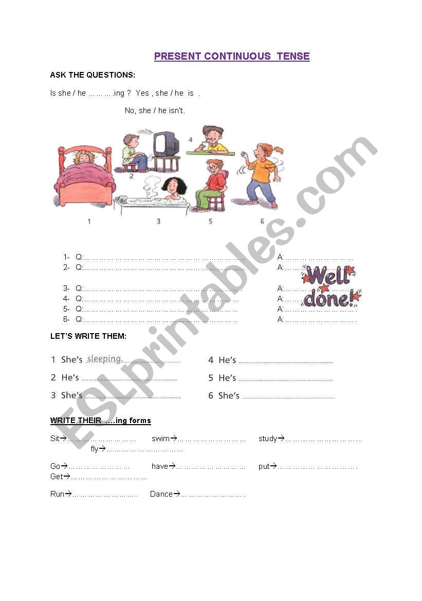 present continuous tense worksheet