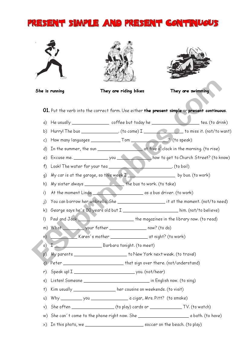 Present Continuous worksheet