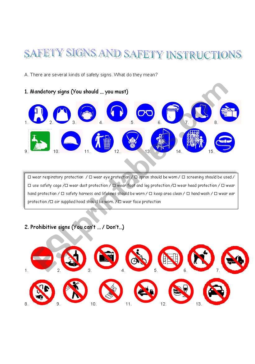 Safety signs (editable) worksheet