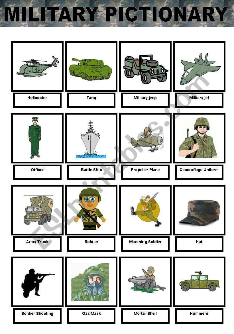 Military Vocabulary Pictionary