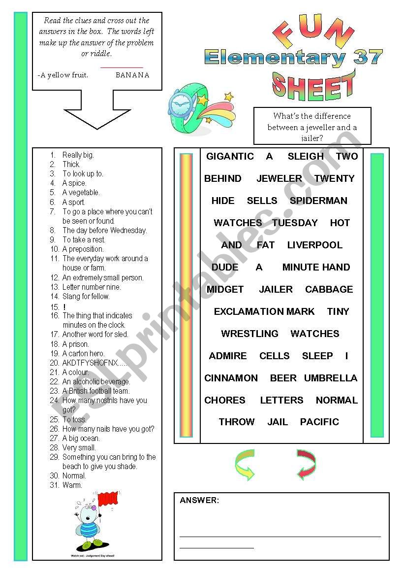 Fun Sheet Elementary 37 worksheet