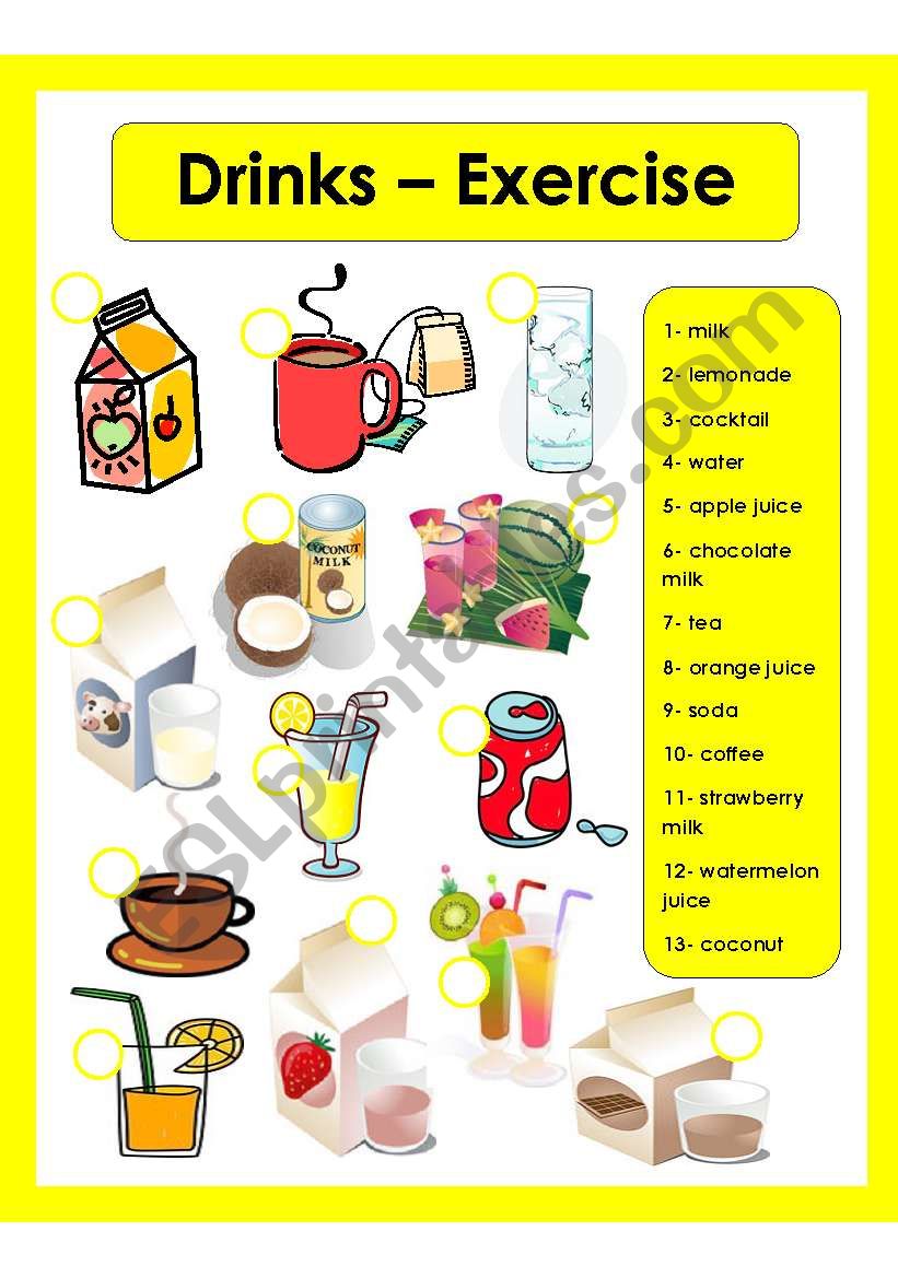 Drinks - Exercise worksheet