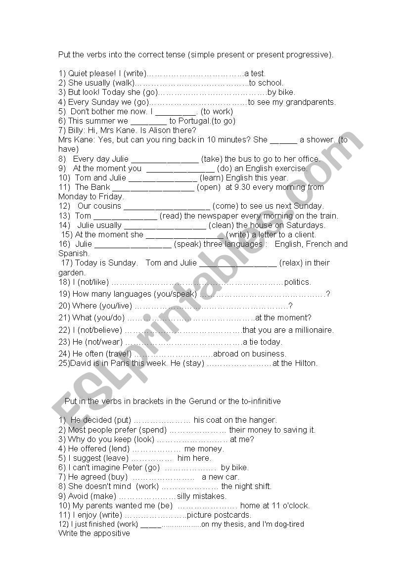 persent simple / continuous / adjetives personality