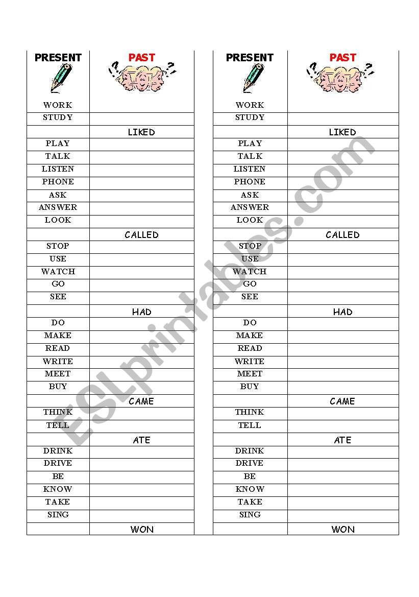 Verbs in the Simple Past worksheet