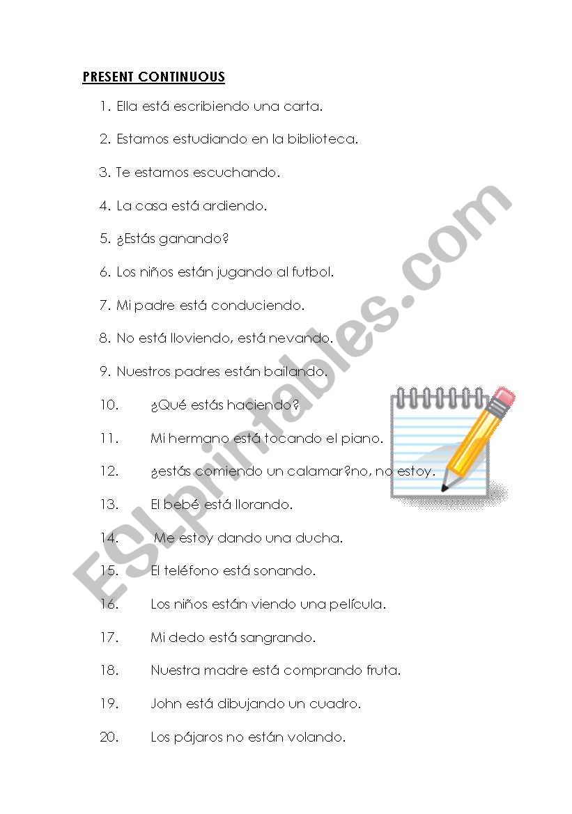 PRESENT CONTINUOUS worksheet