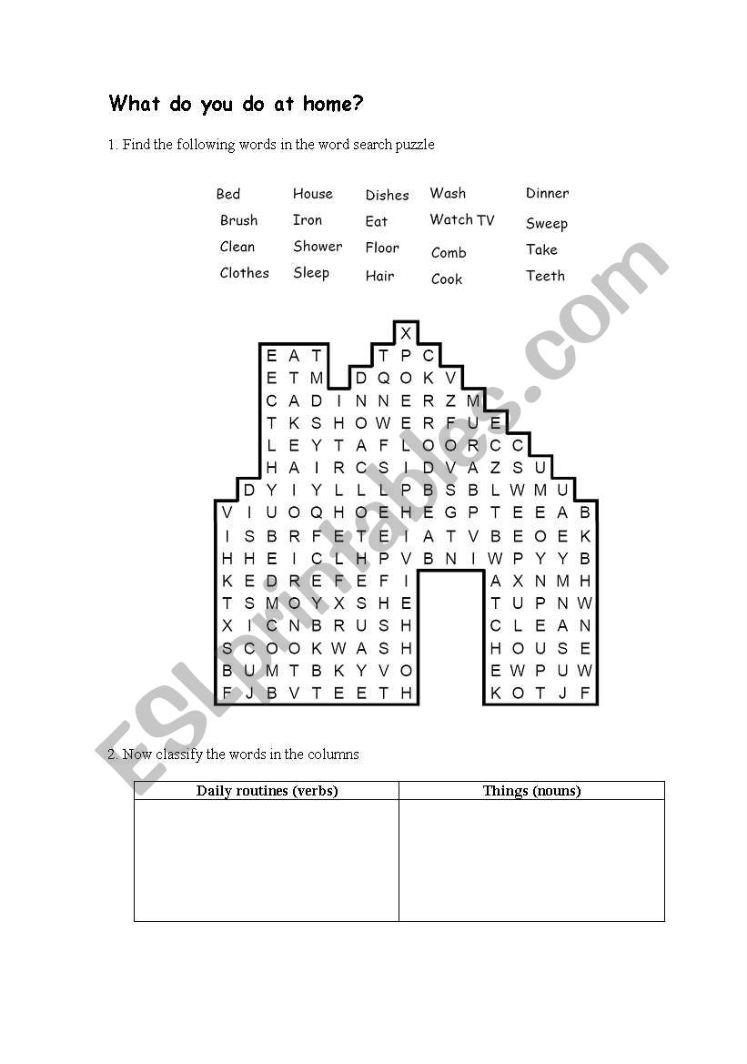 Daily Routines worksheet