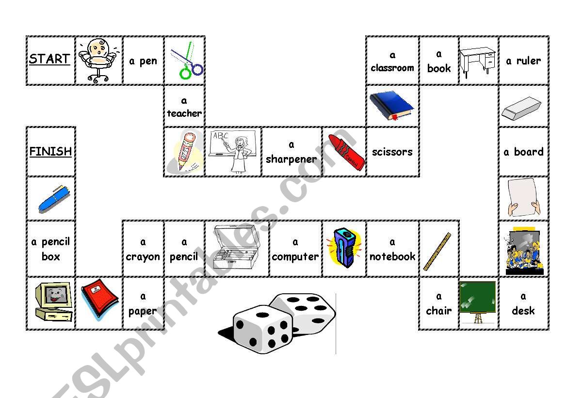 A board game worksheet