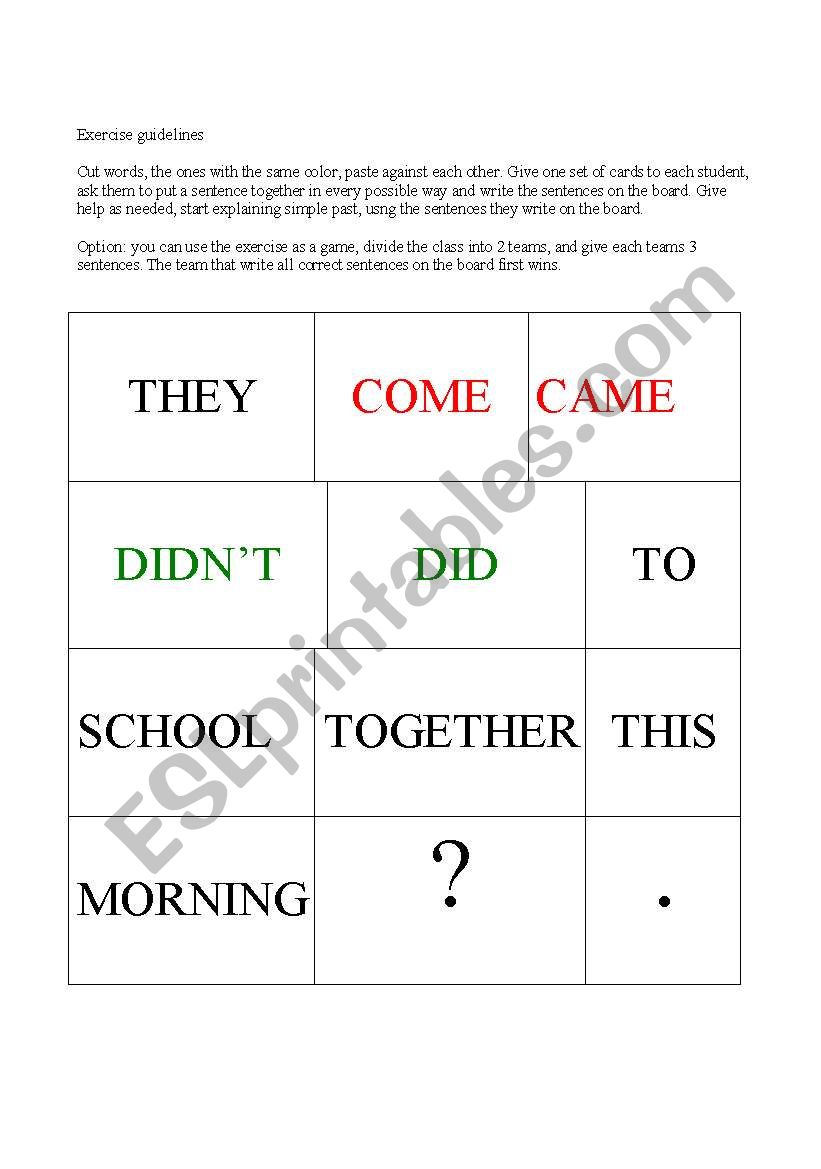 past simple activity worksheet