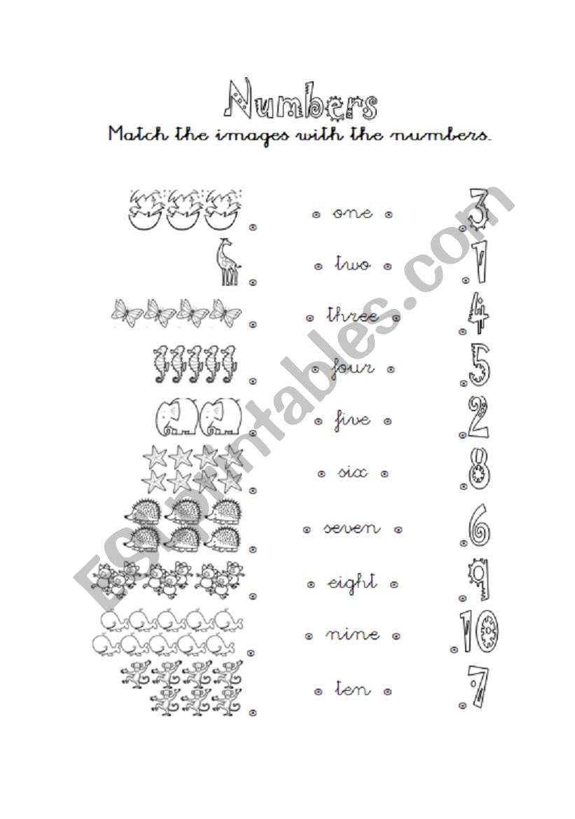 Numbers 1 - 10 worksheet