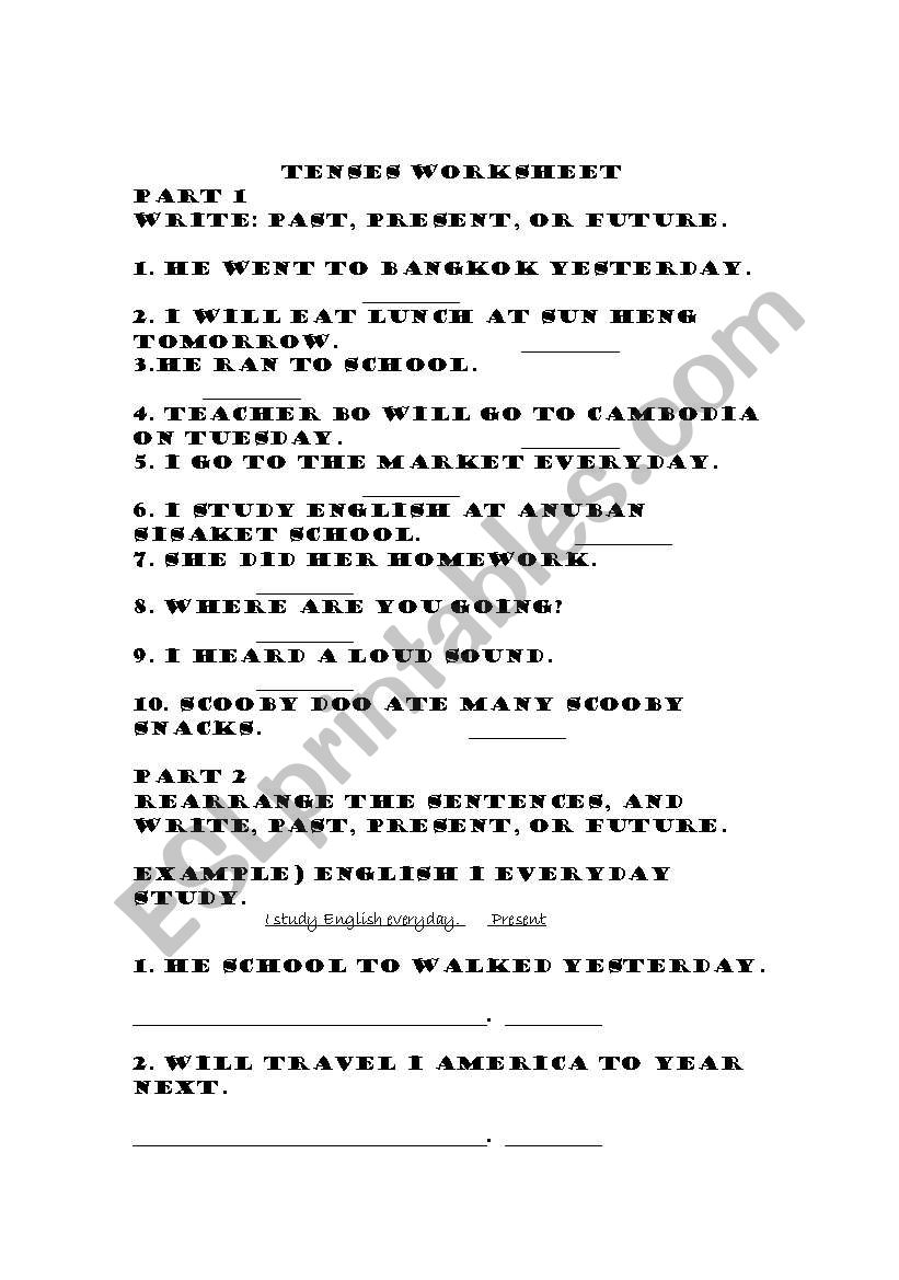 Tense Practice worksheet