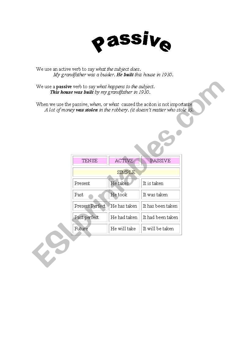 Passive worksheet