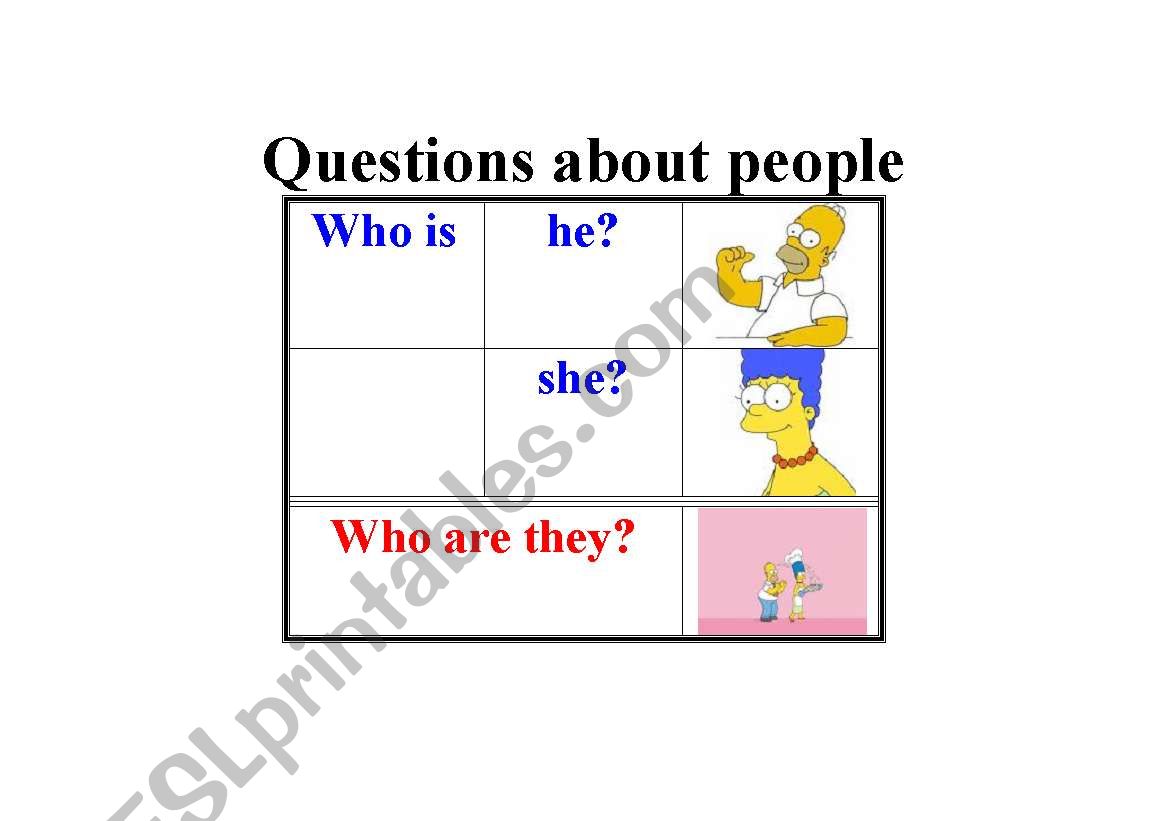 Questions about people. worksheet