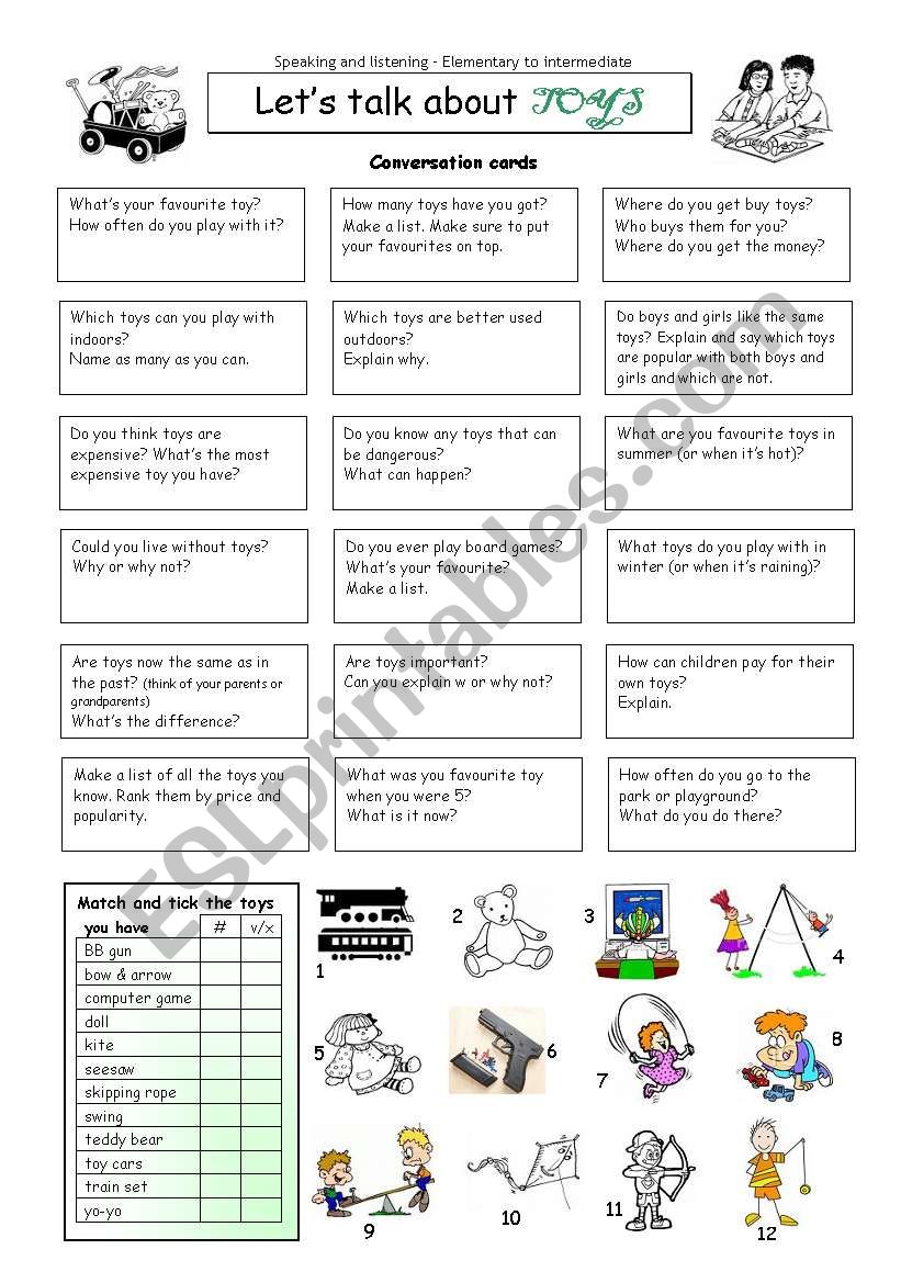 Lets talk about TOYS worksheet