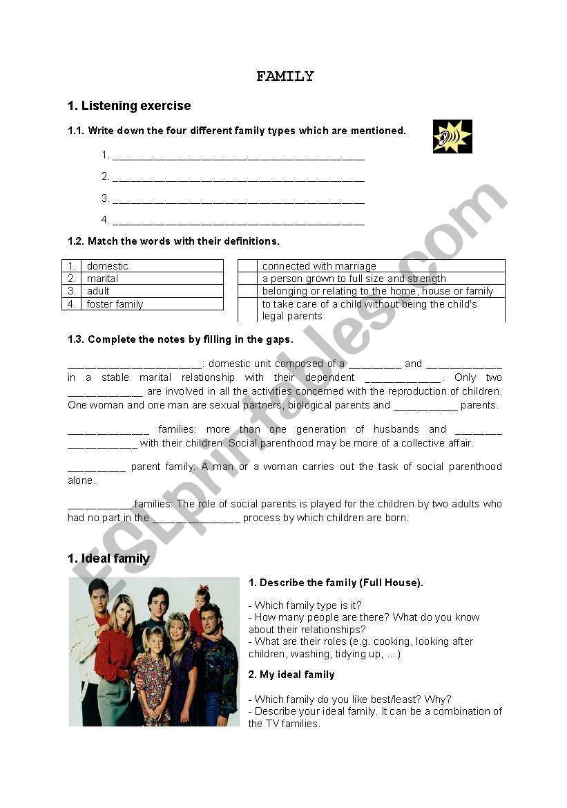 Family worksheet