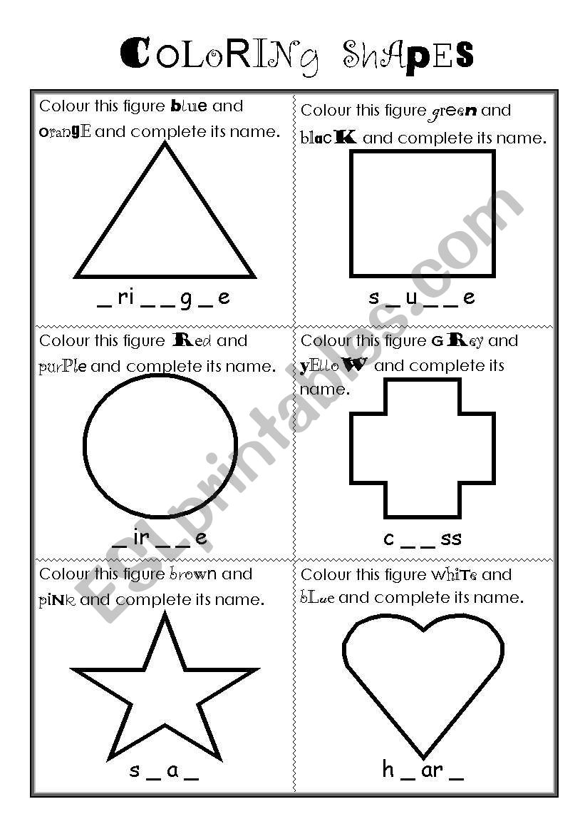 Coloring shapes worksheet