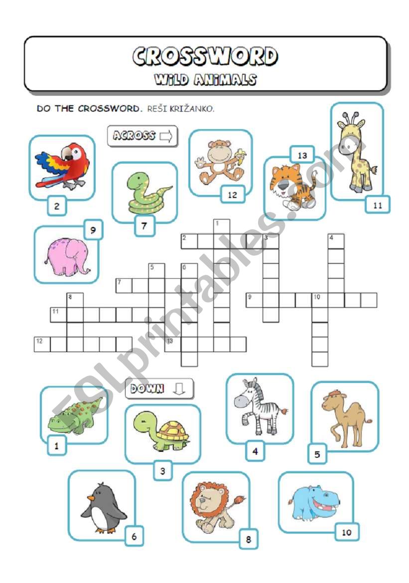 Wild (Zoo) Animals Crossword worksheet