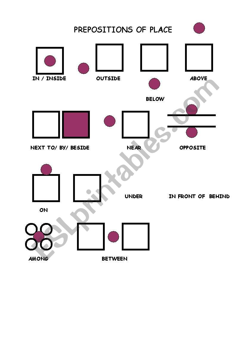 perpositions of place worksheet