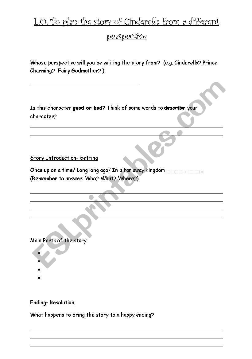 cinderella planning worksheet