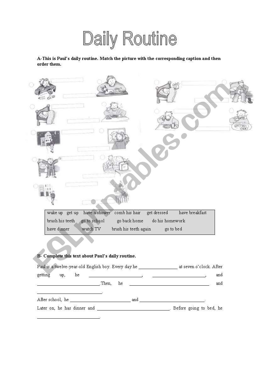 Daily Routine worksheet