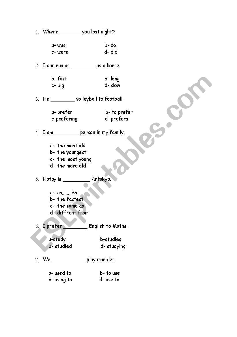 7. sinif worksheet