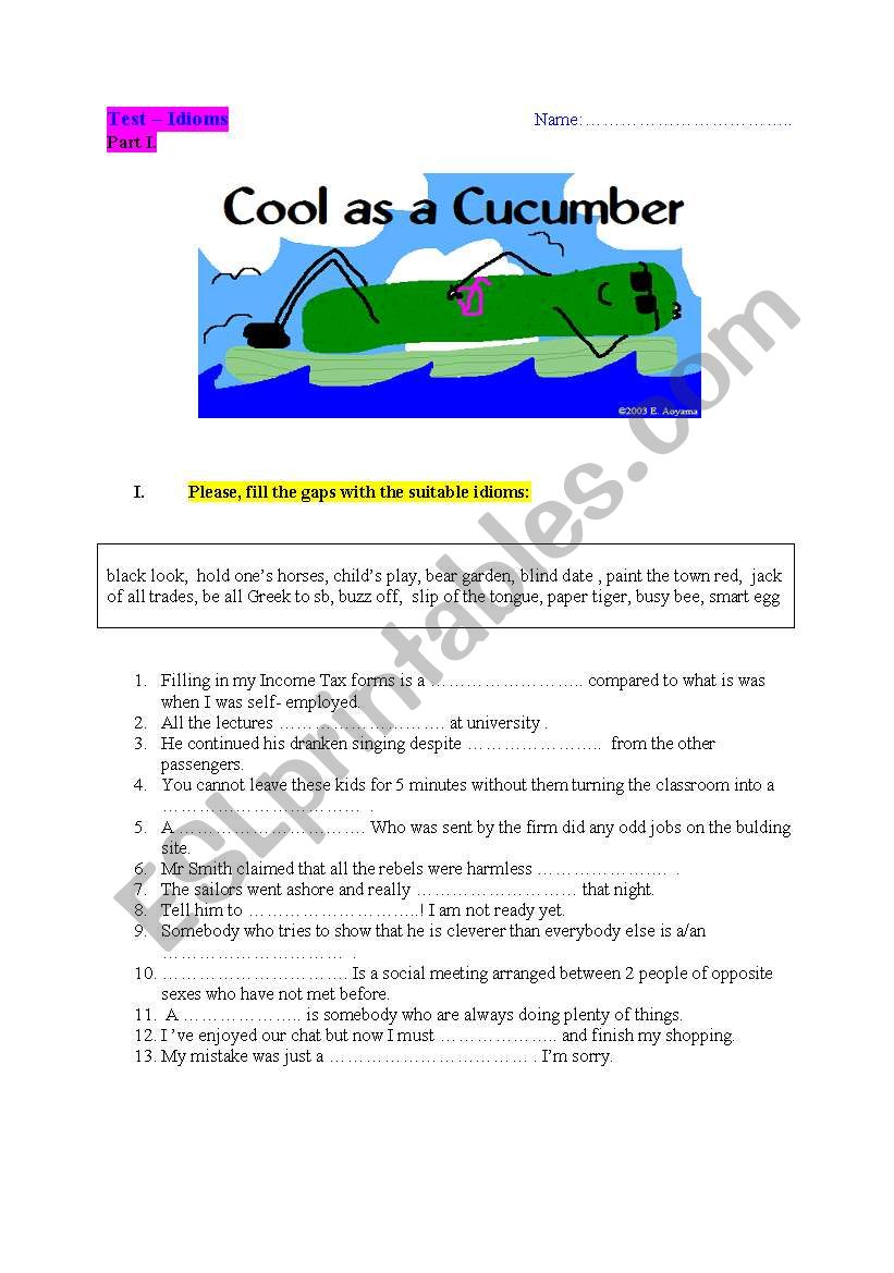 IDIOMS worksheet
