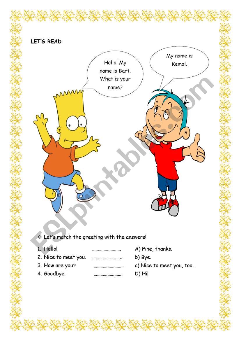 greeting exercise worksheet