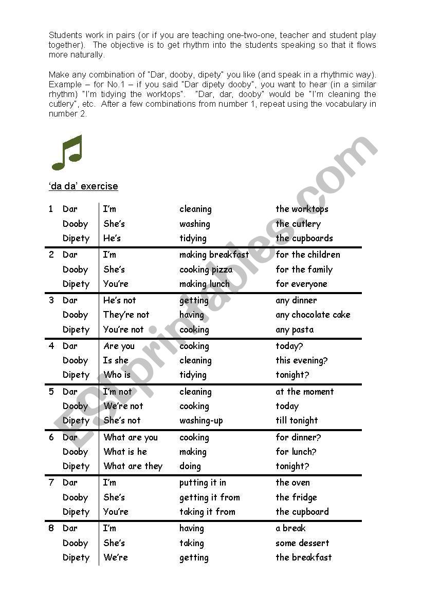 da da exercise for improving rhythm in speaking