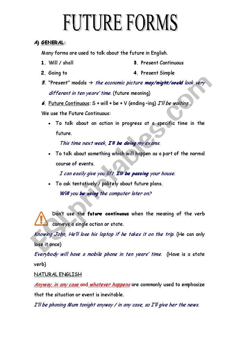 ruture forms worksheet