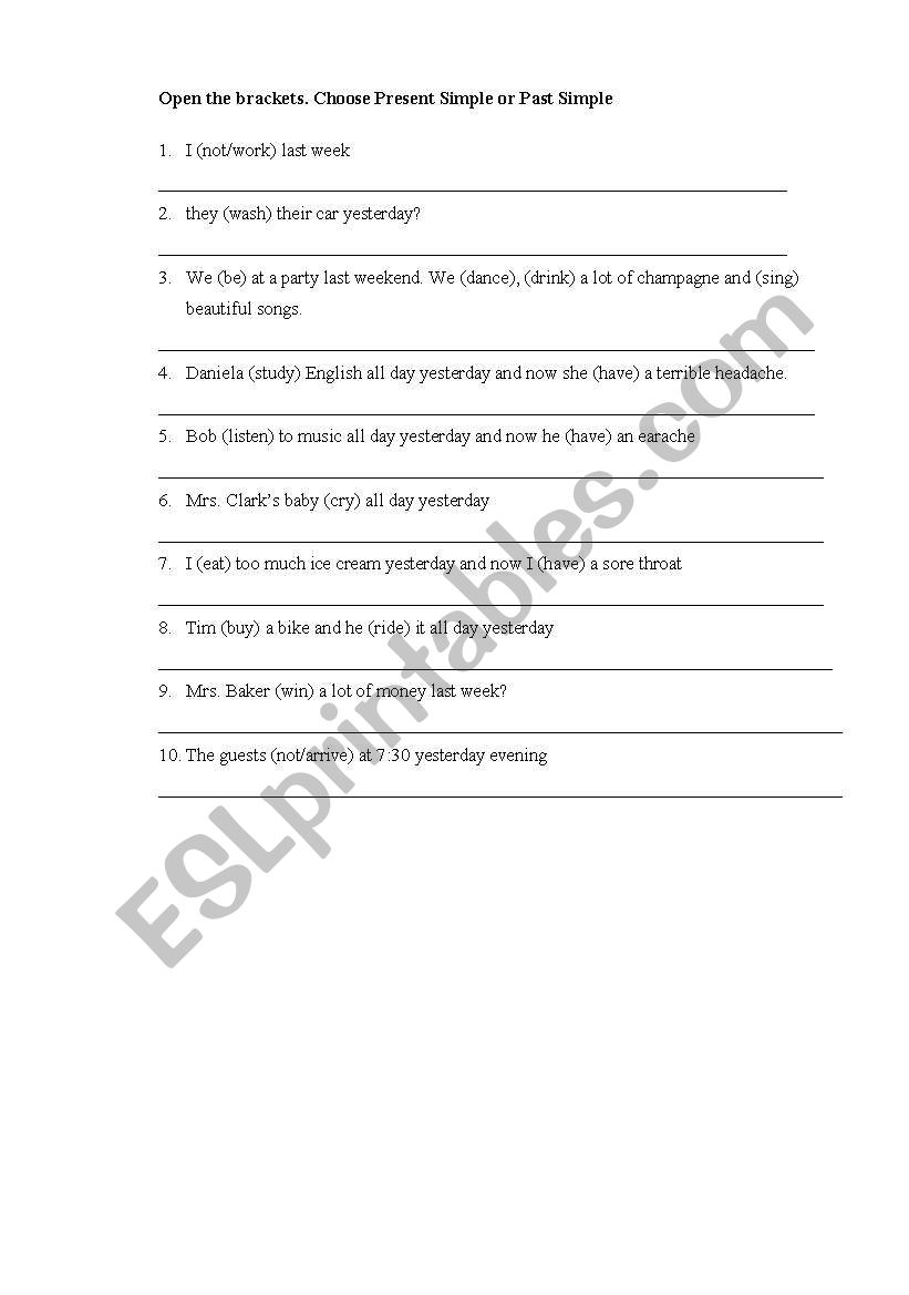 Past Simple exercise worksheet