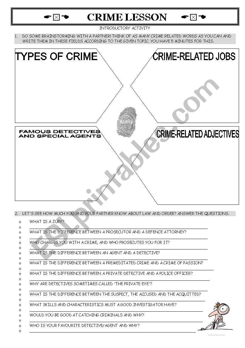 crime lesson worksheet
