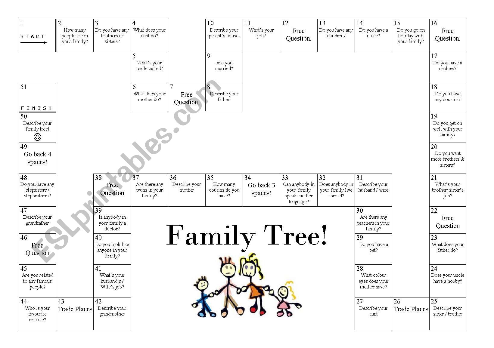 Family Tree Boardgame worksheet