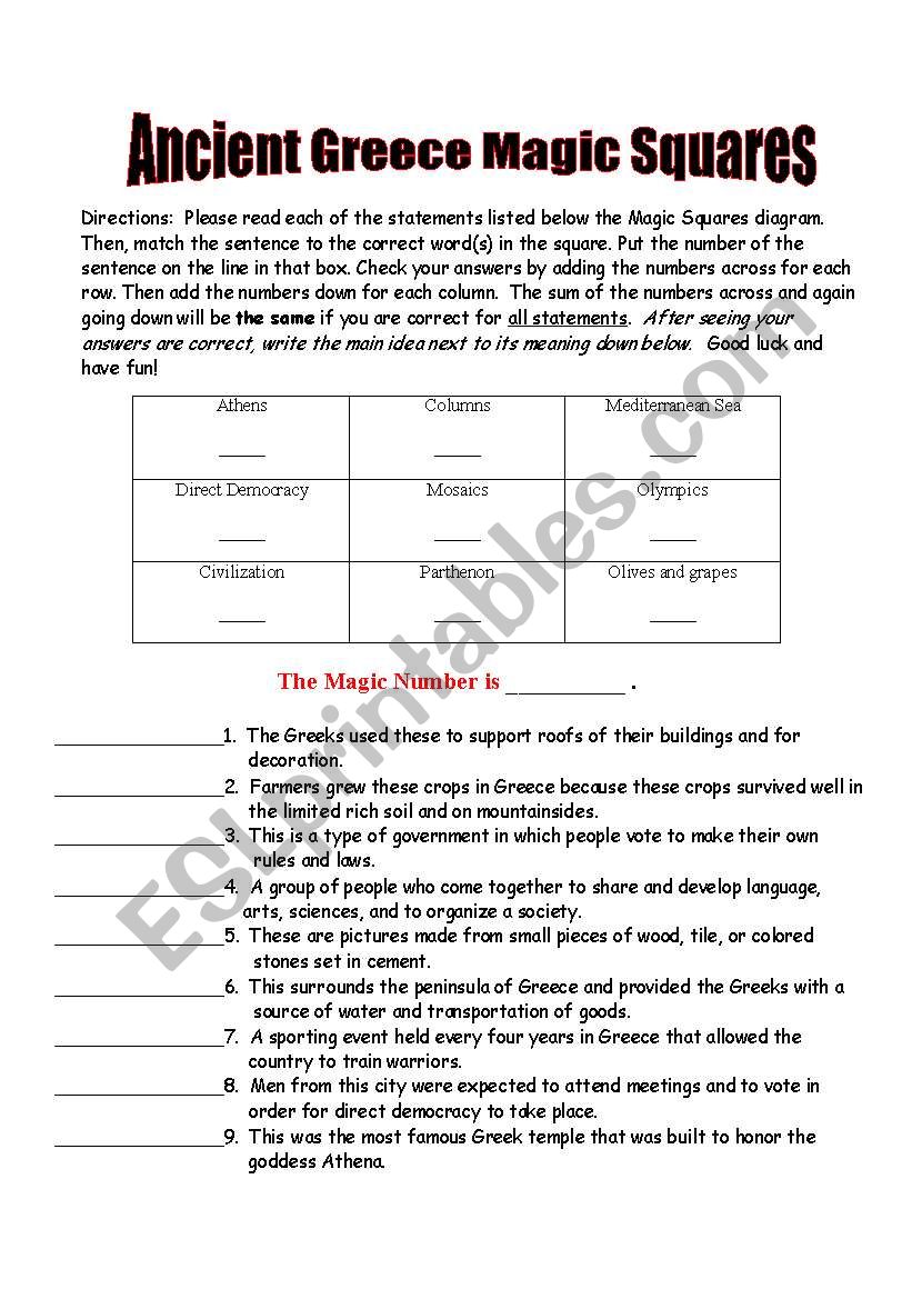 Ancient Greece Magic Squares Review