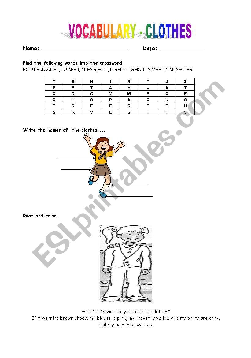Vocabulary_Clothes worksheet