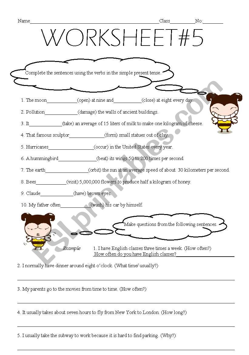 Present simple tense exercise worksheet