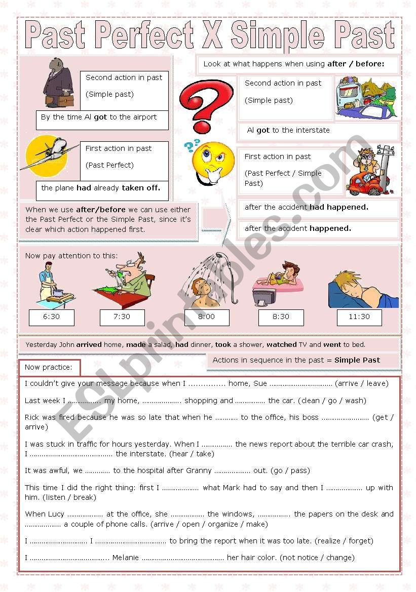 Past Perfect X Simple Past worksheet