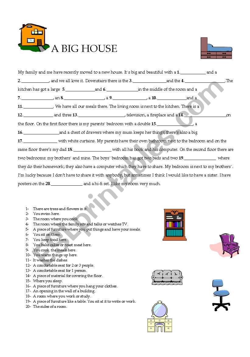 A BIG  HOUSE worksheet