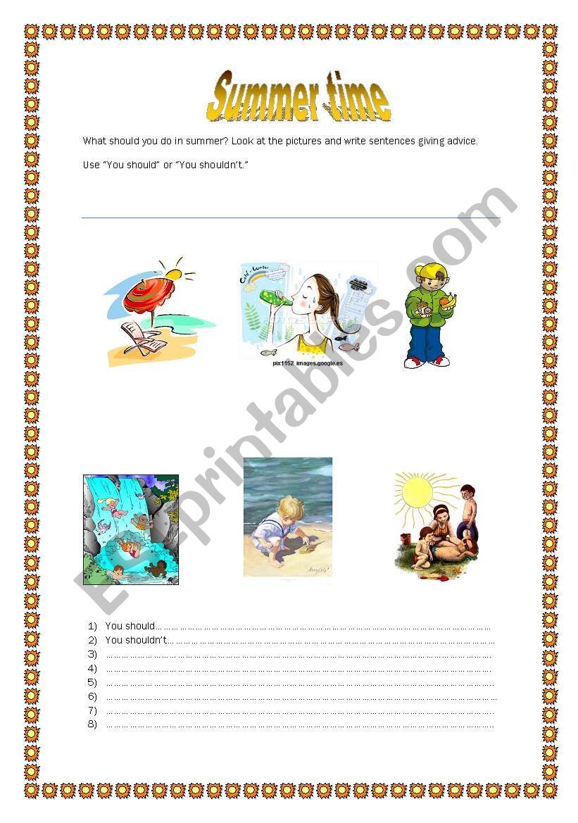 Summer time worksheet