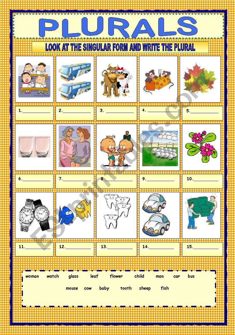 PLURALS worksheet