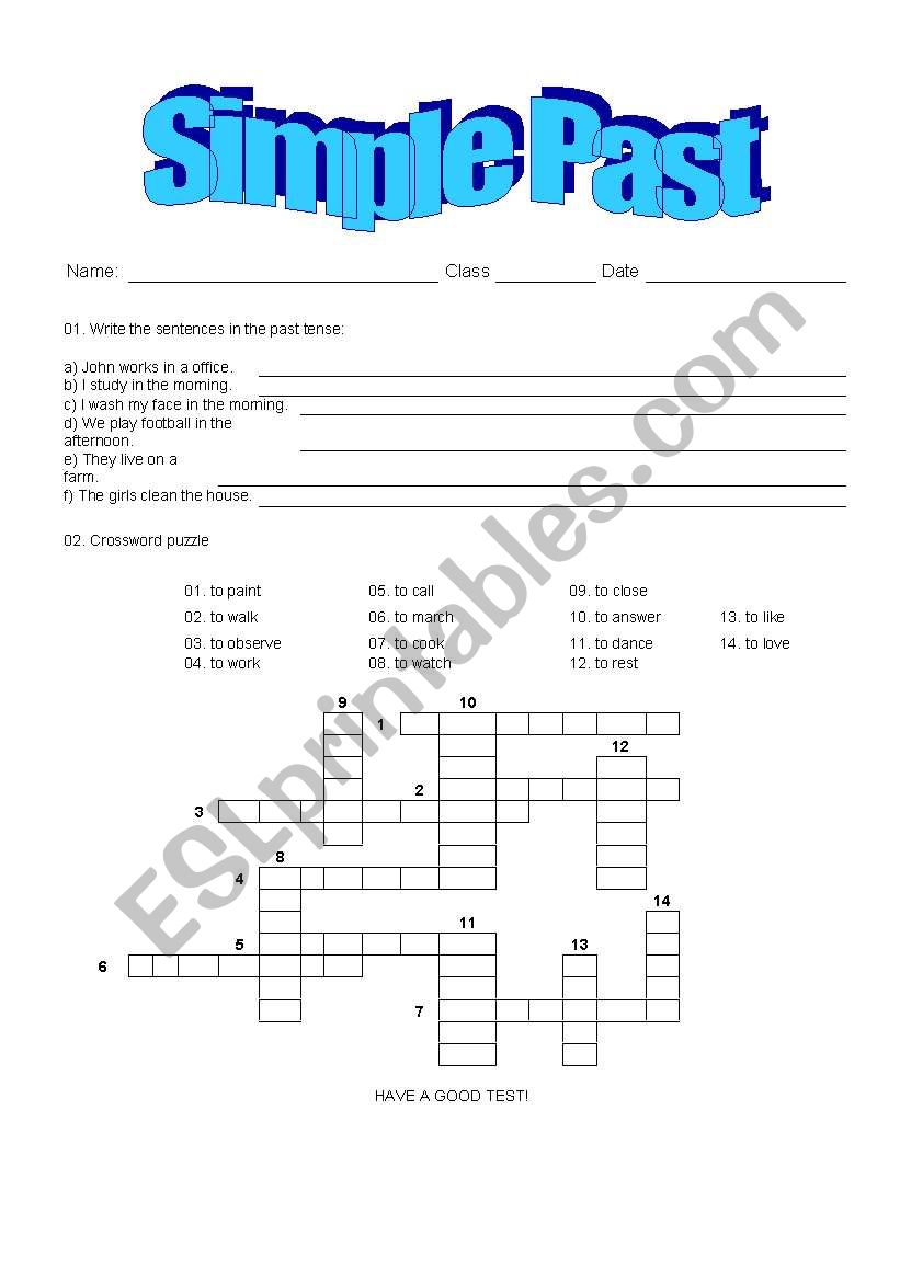 CrossWord Puzzle worksheet