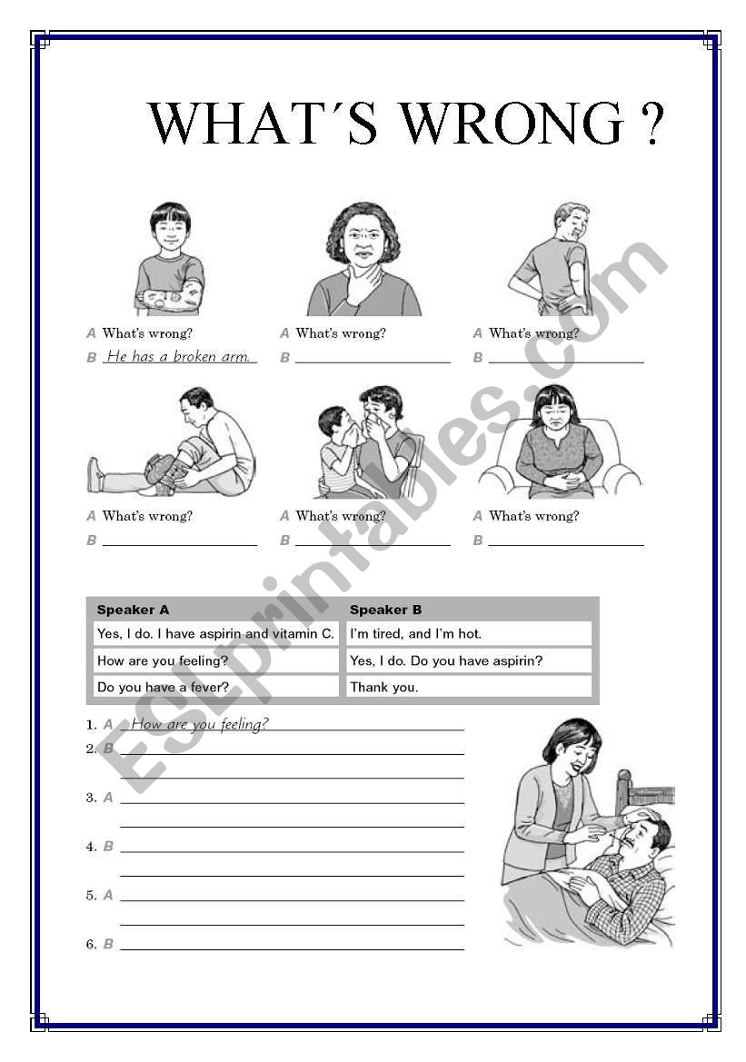 Health problems worksheet