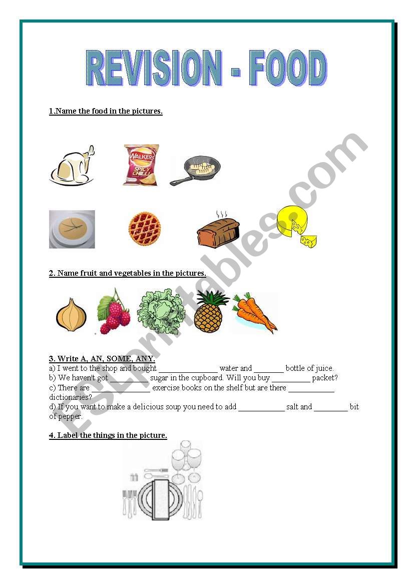 REVISION - FOOD worksheet