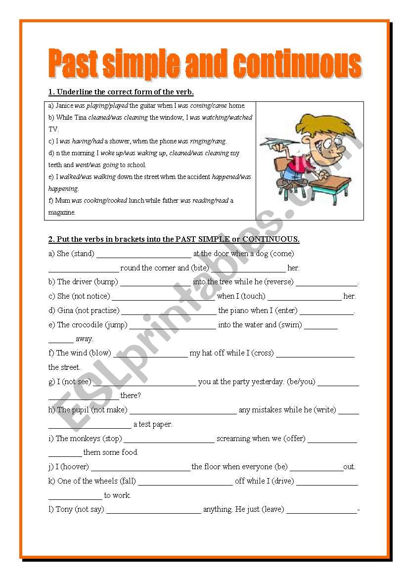 Past simple and continuous worksheet