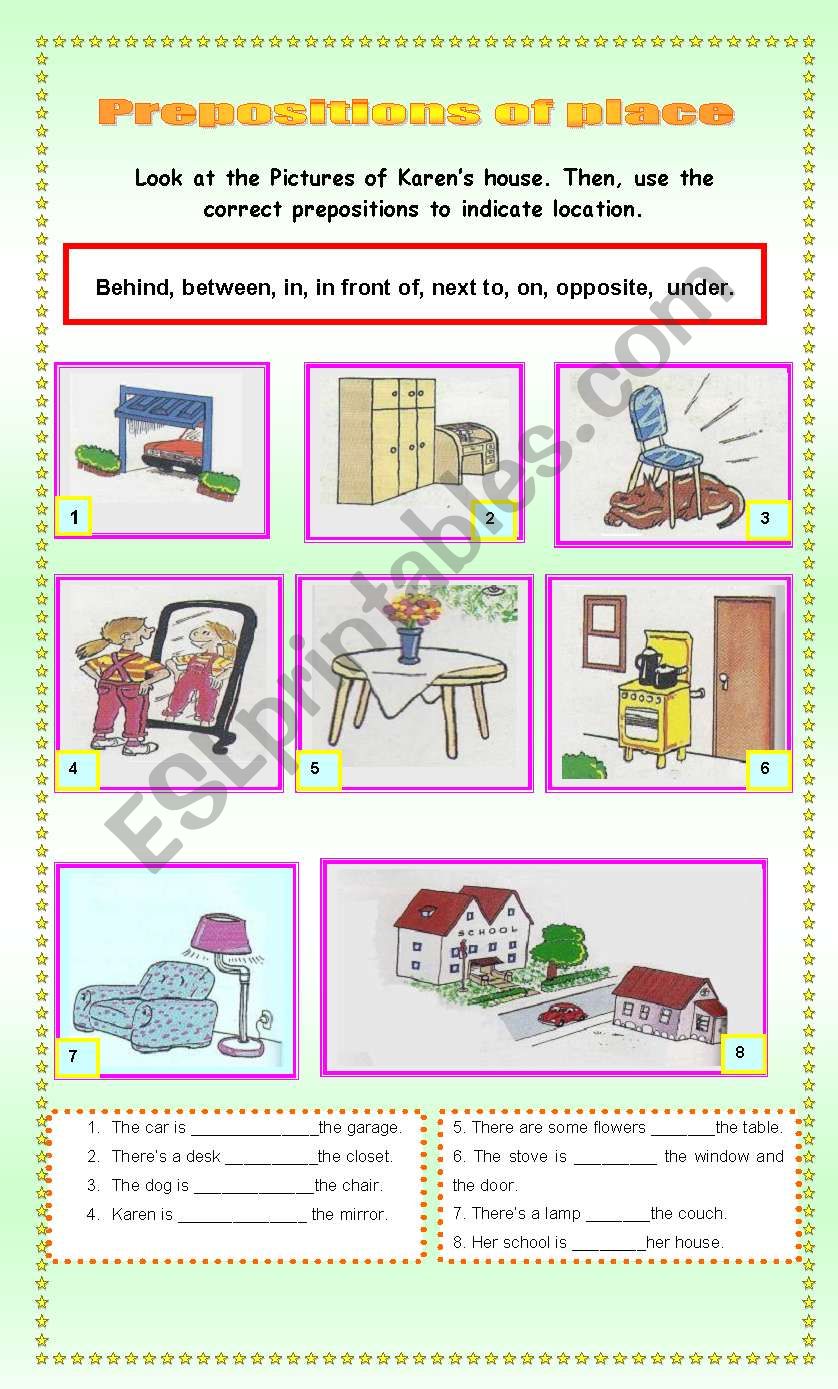Prepositions of place 2 worksheet