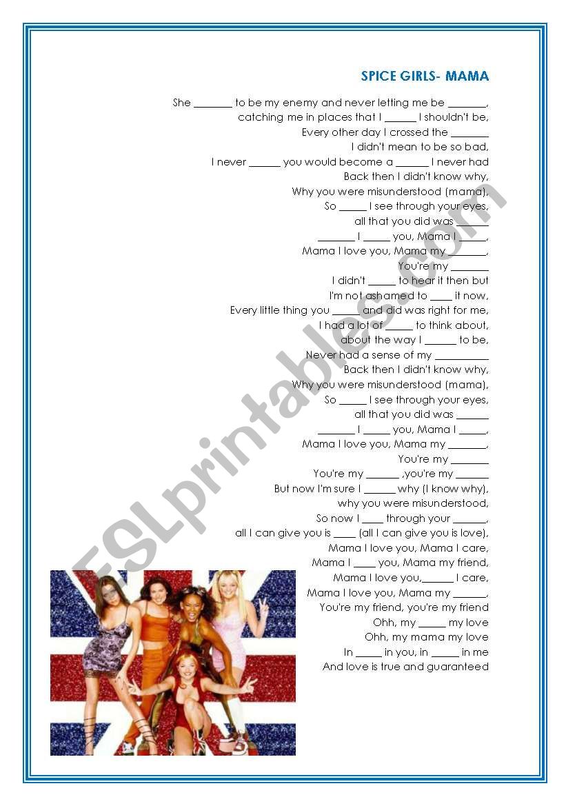 Mama- Spice Girls worksheet