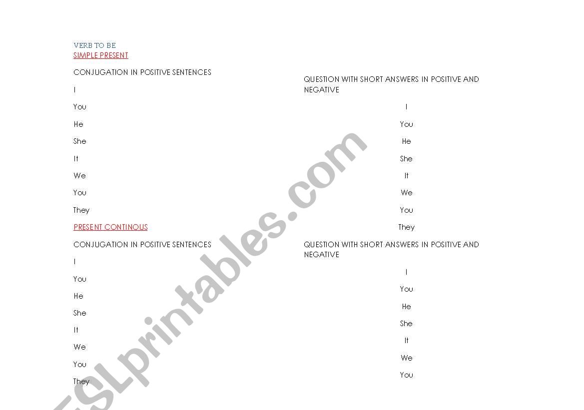 Tenses Conjugation Excercise (easy)