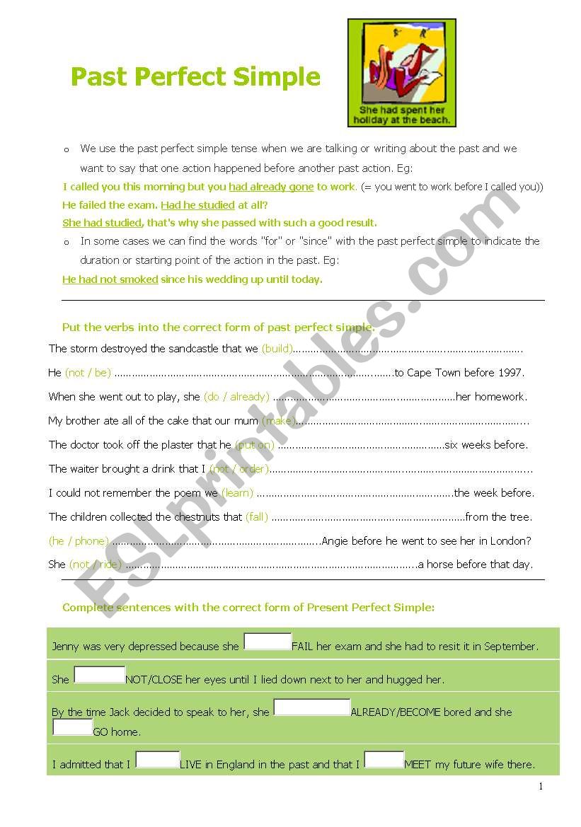 Past Perfect Simple Exercises worksheet