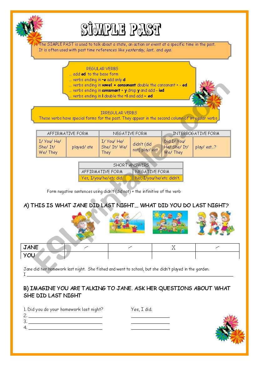 SIMPLE PAST worksheet