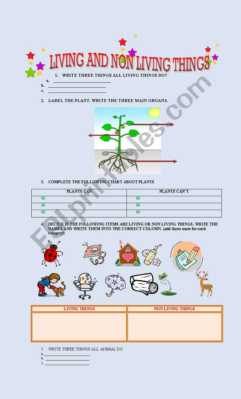 LIVING THINGS worksheet