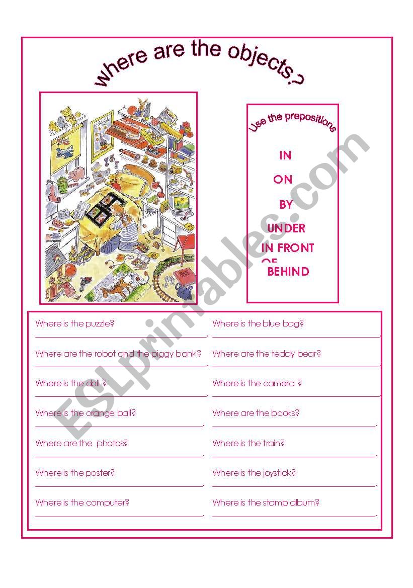 Where are the objects? worksheet