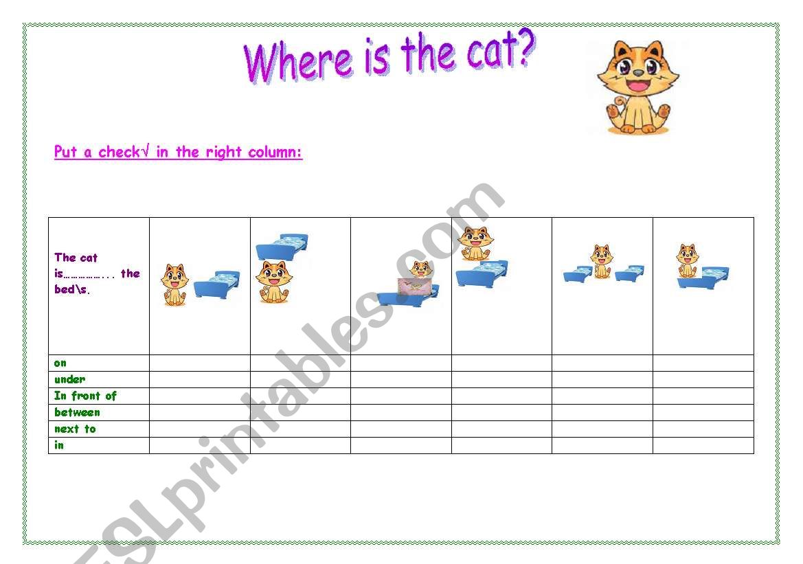 Where is the cat? worksheet